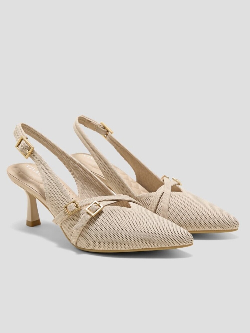 Vivaia Adela PointEase Almond Knit Mid Heel Slingback Heels Size EU 43 NWOT